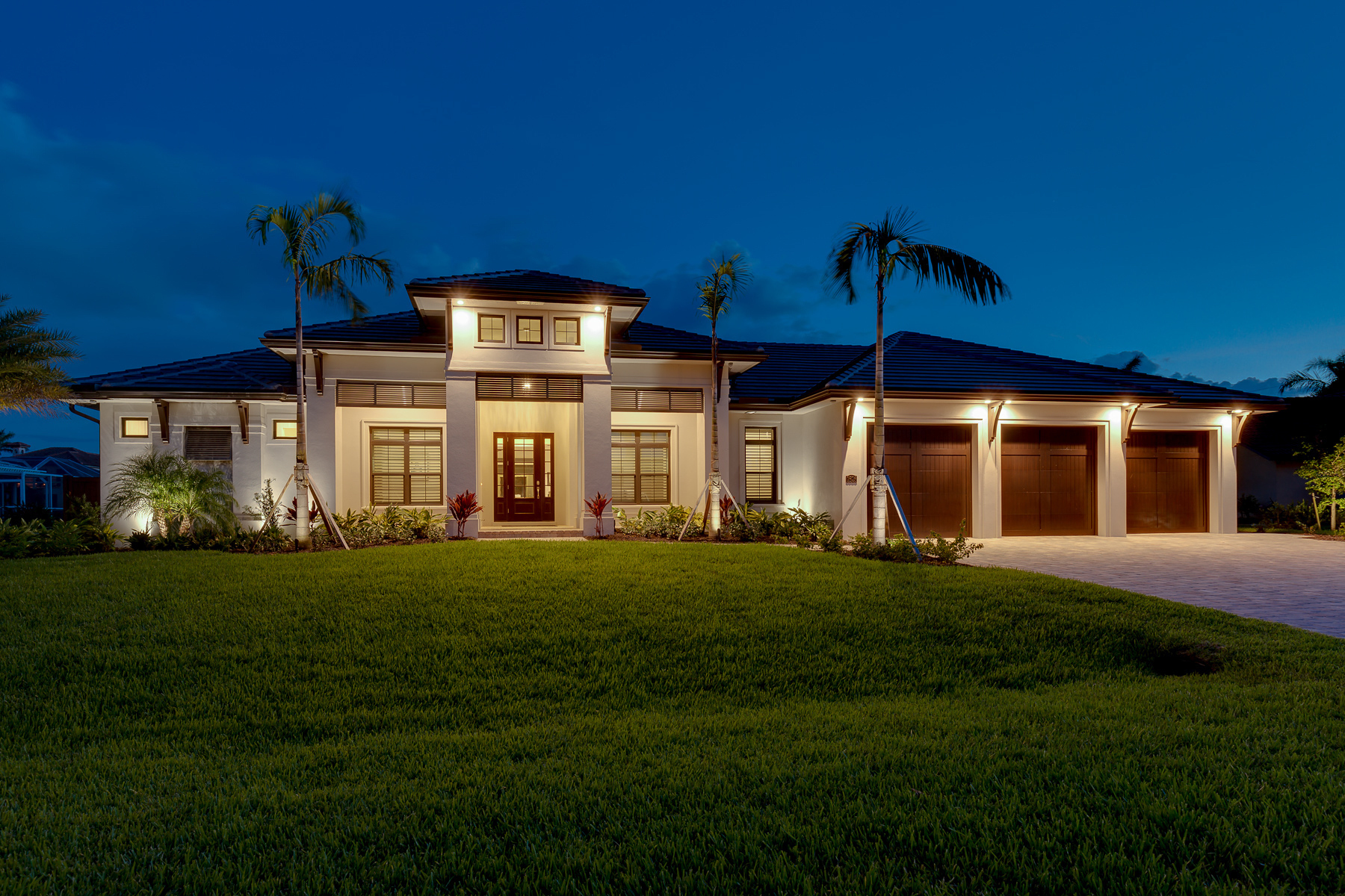 Cape Harbour Exterior Illuminated at Night