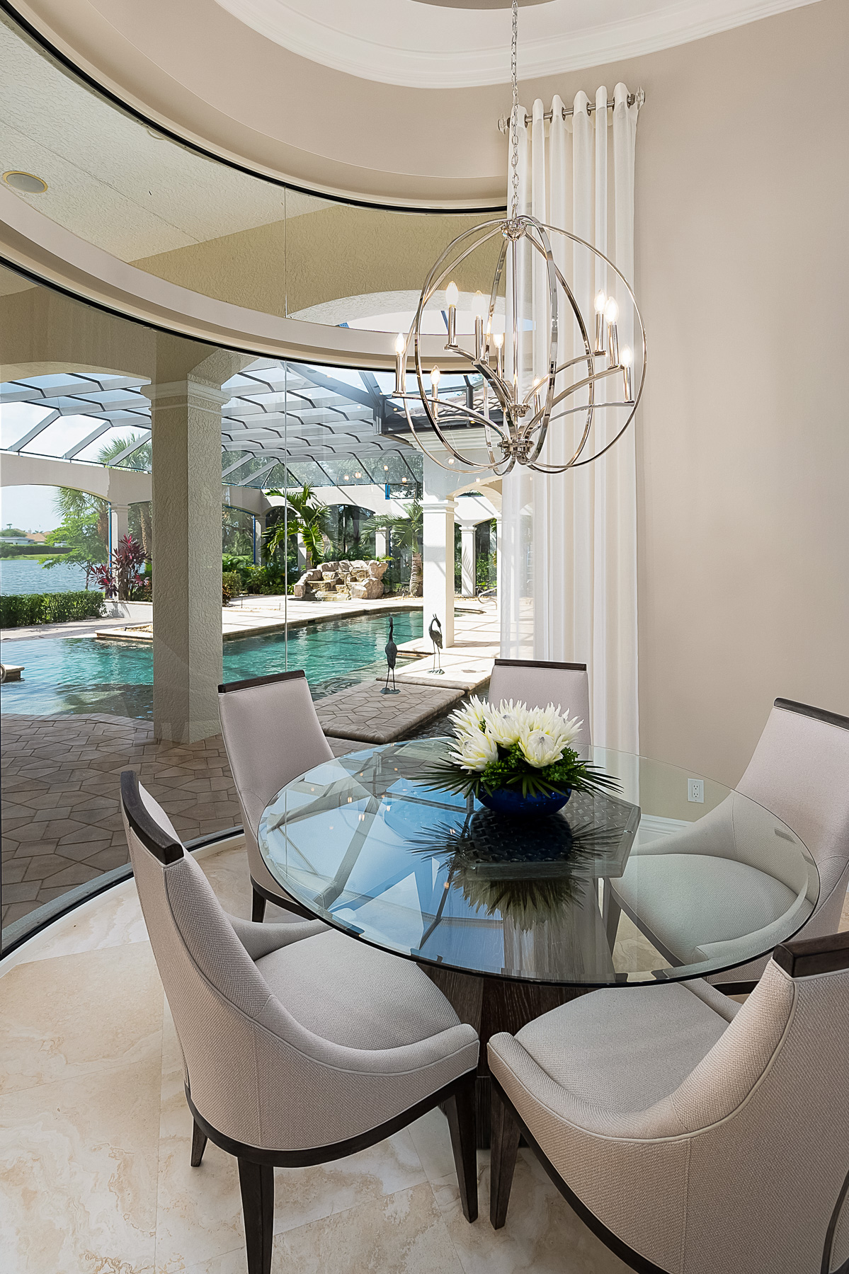 Radius windows allow beautiful view of outdoor space
